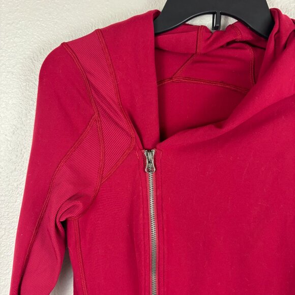 Lululemon 8 Womens Cranberry Asymmetrical Zipper Front Bhakti Yoga Jacket - Picture 3 of 9